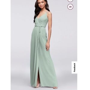 Davids Bridal Double-Strap Long Georgette Bridesmaid Wrap Dress size 2